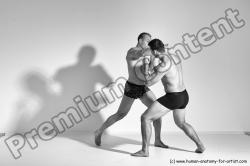 Underwear Martial art Man - Man White Moving poses Athletic Short Brown Dynamic poses Academic